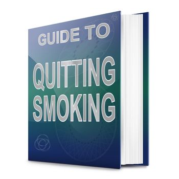 Illustration depicting a book with a quit smoking concept title. White background.