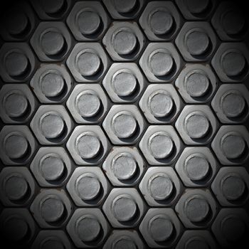 Metallic grunge background with bolts heads