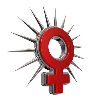 female symbol with prickles on white background - 3d illustration