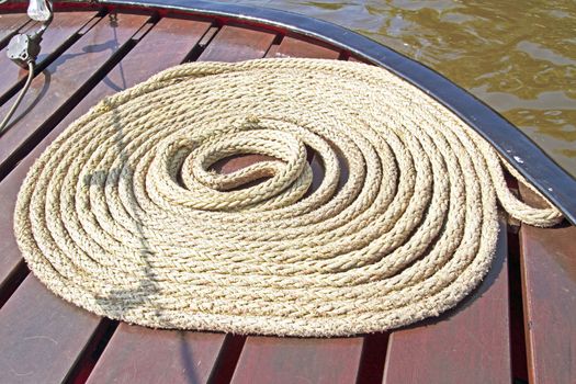 Rope on deck from a boat