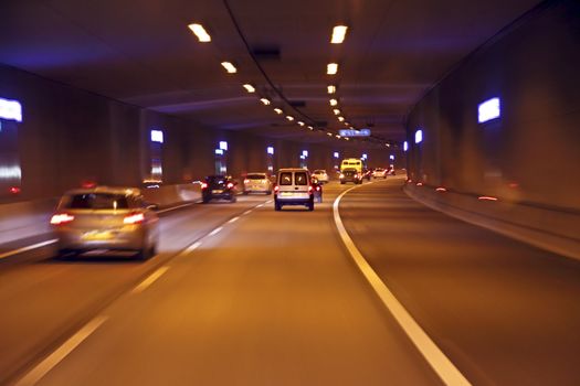 Driving through a tunnel in the Netherlands