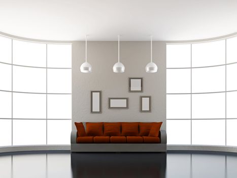 Big sofa in the livingroom near the window