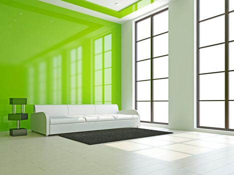 White sofa in the livingroom near the window
