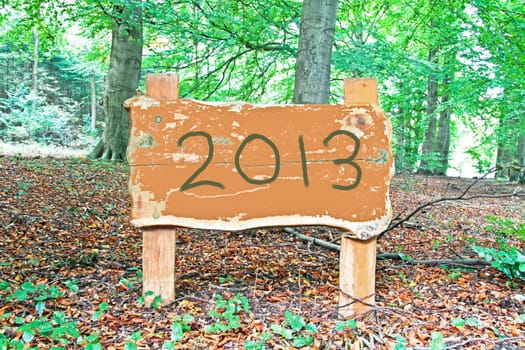 Happy 2013; Wooden sign with 2013 written on it