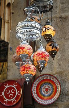 Oriental Turkish lamp in old bazaar