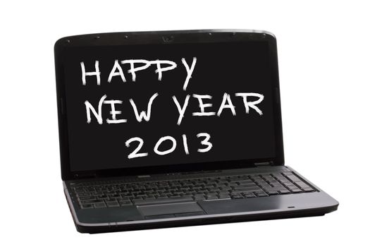 Happy New Year 2013 on a laptop screen