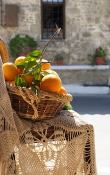 Fresh oranges in the basket                 