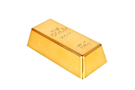 Gold bar on a white background