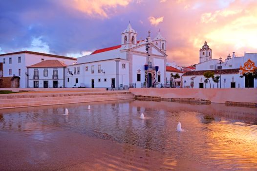 Church in Lagos Portugal at twilight