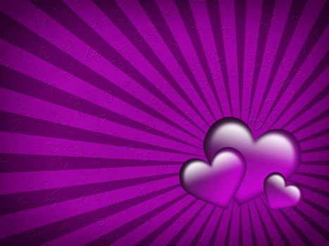 Valentines Day Card with Hearts all in purple