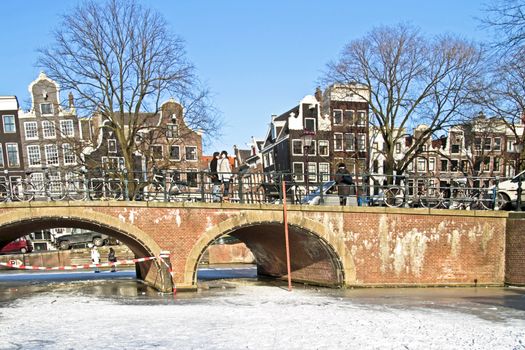 Winter in Amsterdam the Netherlands with the Westerkerk