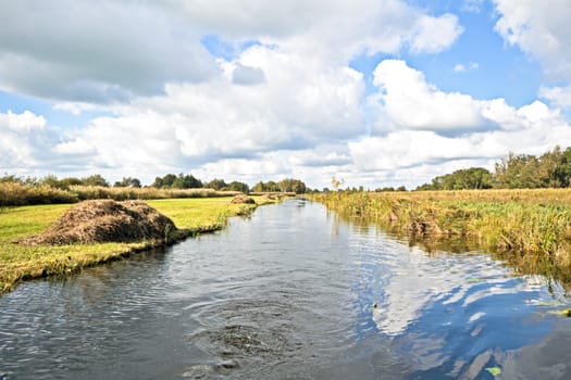 Typical dutch landscape: Wideness, water and cloudscapes in the Netherlands