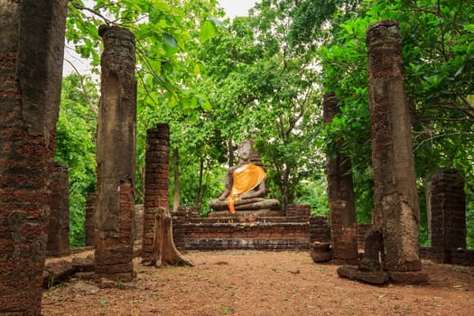 Buddha Statue at  Temple in Sukhothai Historical park , Thailand