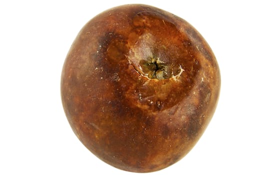 Closeup of a rotten apple isolated on white