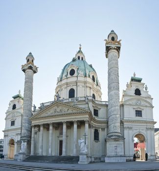 Beautiful ornamental baroque church Karlskirche, the Church of St. Charles - Vienna, Austria