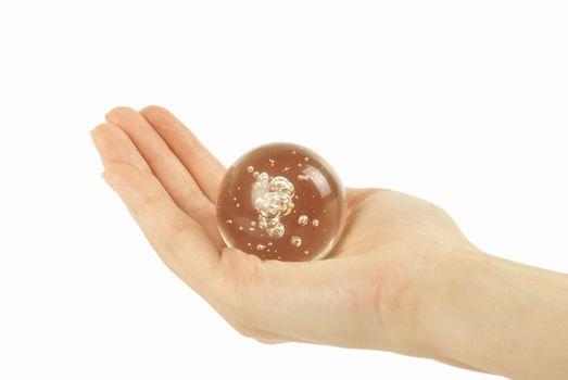 Hand holding a Crystal Ball for background