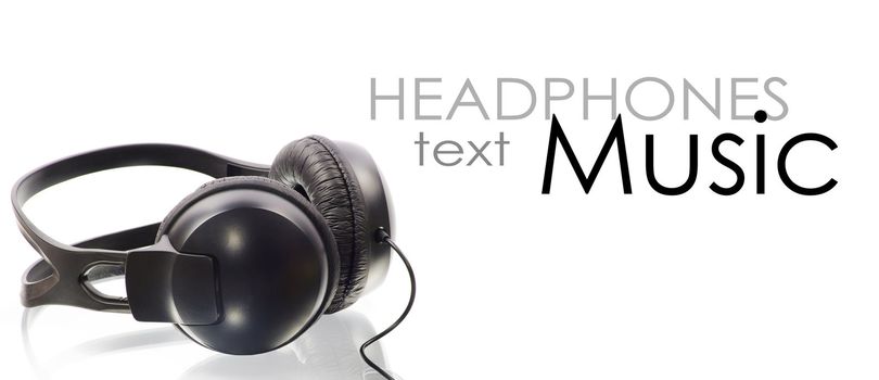 black headphones isolated on white background