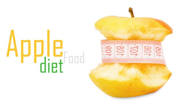 Apple with measurement isolated on white