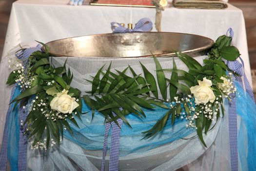 decoration of a christening bowl indoor