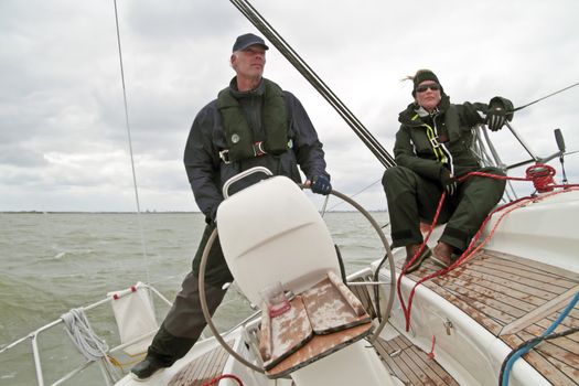 Sailing on the IJsselmeer in the Netherlands