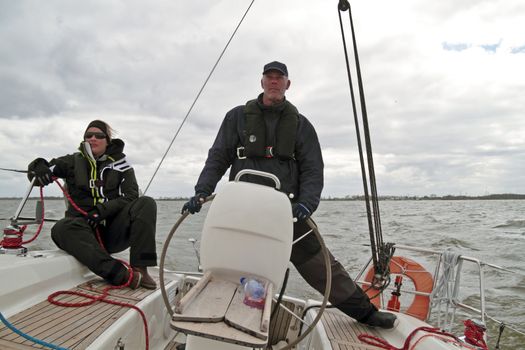 Sailing on the IJsselmeer in the Netherlands