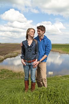 Happy couple in the countryside from the Netherlands