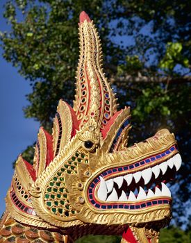 Dragon head in a temple in Chiang Mai