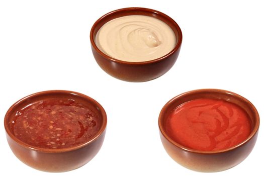 mix of sauces isolated on a white background