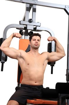 body builder workout isolated on a white background