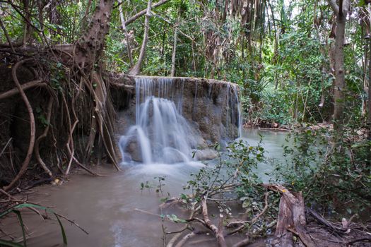 Deep forest Waterfall in Kanchanaburi, Thailand