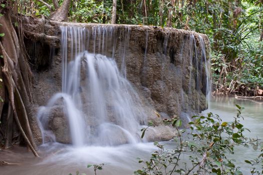 Deep forest Waterfall in Kanchanaburi, Thailand