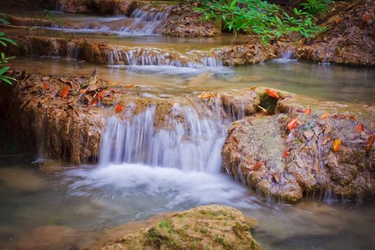 Deep forest Waterfall in Kanchanaburi, Thailand