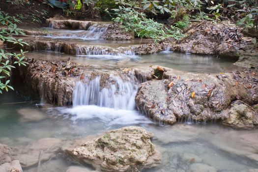 Deep forest Waterfall in Kanchanaburi, Thailand