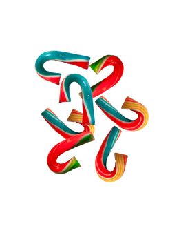 Colorful candy-canes on a white background