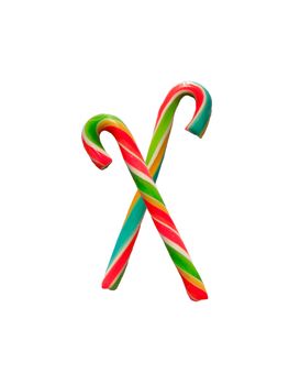 Colorful candy-canes on a white background