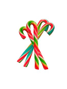 Colorful candy-canes on a white background