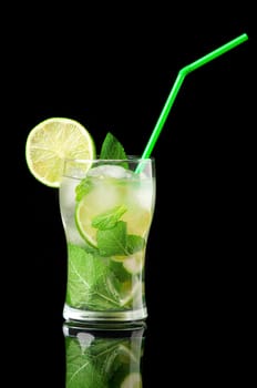 Mojito cocktail.isolated on black background.