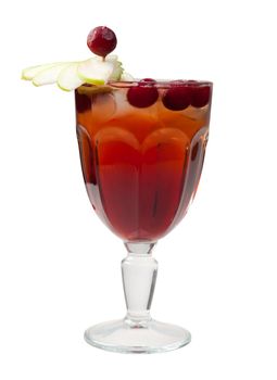 ccranberry ocktail  closeup isolated on white background.