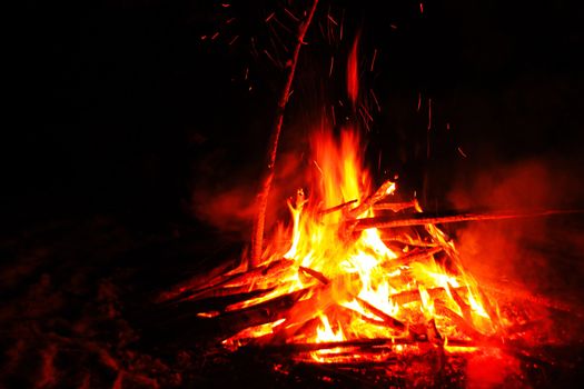 Sparkling campfire with black background