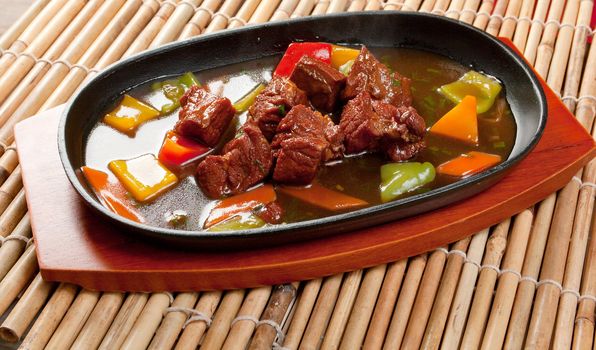 chinese cuisine .Chinese dish - beef with vegetables close-up 
