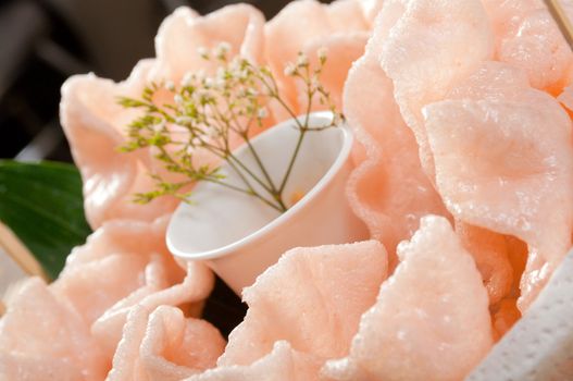 prawn potato chips chinese.closeup