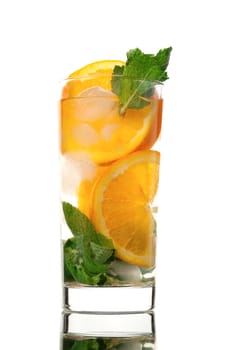 Mojito orange cocktail.isolated on white background.