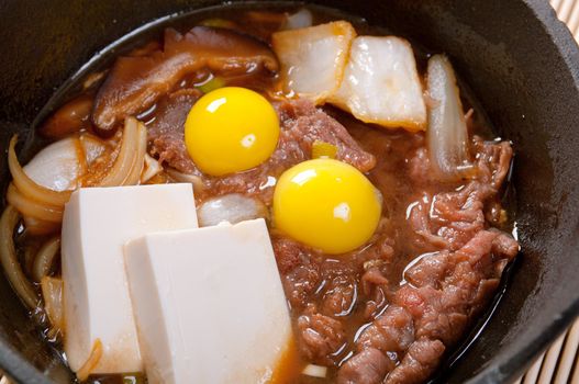 Japanese cuisine .beef with egg quail