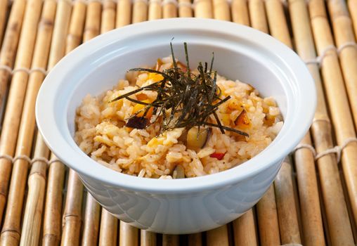 Japanese cuisine .freshly cooked bowl of rice 