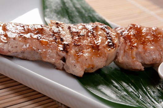 Japanese skewered chicken,Yakitori  .closeup