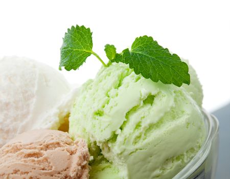 ice cream in a glass vase. closeup Shallow depth-of-field.