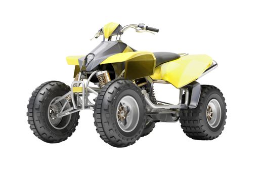 Yellow All Terrain Vehicle isolated on white background