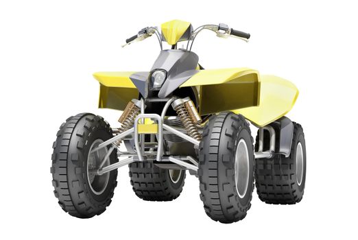 Yellow All Terrain Vehicle isolated on white background