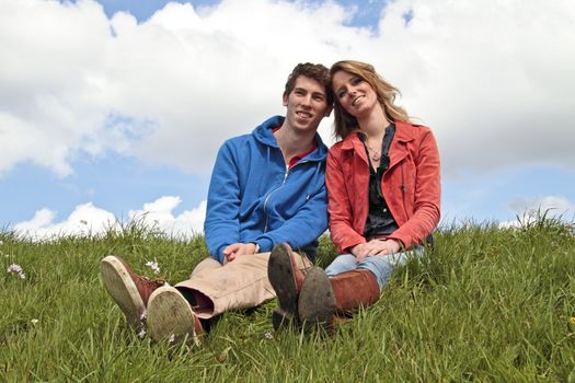 Happy couple in the countryside from the Netherlands