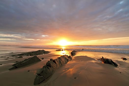 Beautiful sunset at Vale Figuiras in Portugal